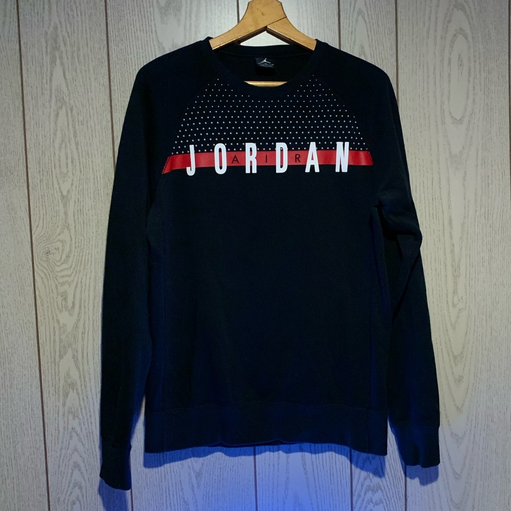 Air Jordan Crew neck sweater, Size M, Black W/Red.